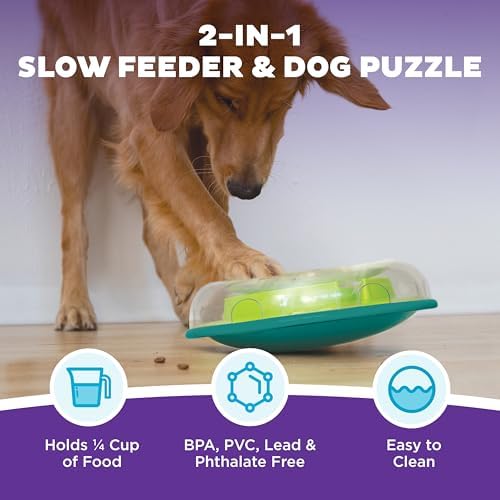 Outward Hound by Nina Ottosson Wobble Bowl Slow Feeder Dog Puzzle, Level 1 Beginner, 11.6 inches x 3.5 inches, Multicolored