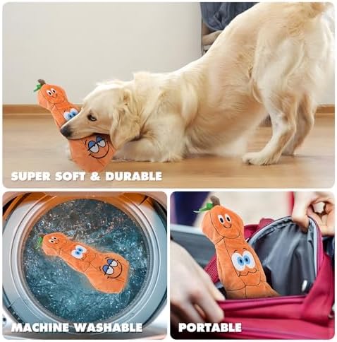 7" Squeaky Plush Toy for Puppies Small Dogs Self Etertainment Washable Soft Made [PET ONLY] (Triple Pumpkin)