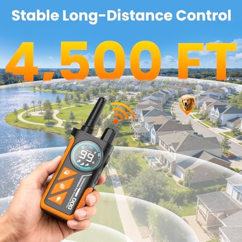 2 in 1 Dog Bark & Shock Collar 2 Pack - 4500FT Bark Collar with Remote, 3 Training Modes Tone Vibration Safe Shock, IP67 Waterproof, Portable Collar Set for Medium and Large Dogs (5-120lbs)