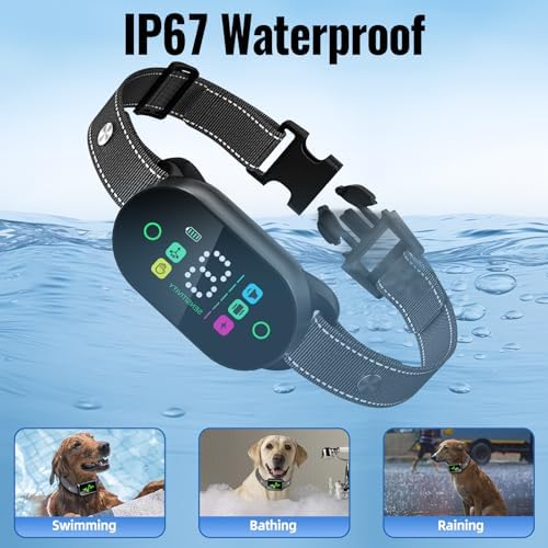 Dog Bark Collar for Large Medium Small Dogs,Smart Anti Barking Training Rechargeable Collar Device for Dogs with 4 Training Modes,8 Adjustable Sensitivity,IP67 Waterproof,3Pack