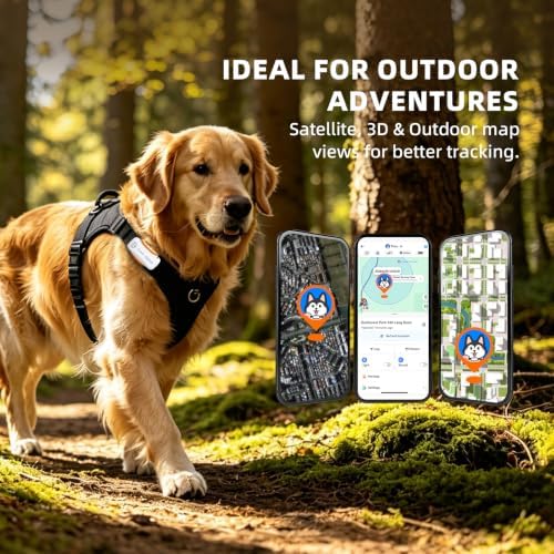 DBDD GPS Tracker for Dogs with 36 Month Subscription, Real-Time Location, Electronic Fence, Health Monitoring, Waterproof, for Medium Large Dogs, iOS Android