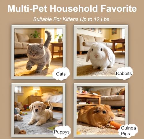 Cat Tunnel 3 Way Collapsible, Cat Ear Design with Crinkle Sound, Indoor Cat Toys Interactive, 4 Peek Holes Pet Play Tube for Cats, Kitten, Puppy, Rabbit, Brown (3-Way Brown Cat Ears)