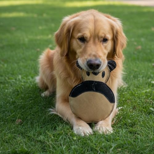 Natural Suede Leather Dog Chew Toy, Panda Shape Interactive Pet Toy for Adult Dogs and Puppies, Durable Design for Daily Chewing, Tug Play and Indoor Training Use