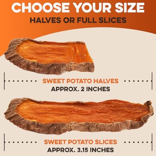 BRUTUS & BARNABY Dried Sweet Potato Dog Treats, Full Slices, 2 lb, 2 Pack | Single ingredient chews, healthy, hypoallergenic; gentle on sensitive stomachs. Made in USA, thick cut for large breeds