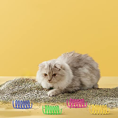 72 PCS 12 Colors Cat Spring Toys for Indoor Cats, Cat Kitten Toys Plastic Coil Spiral Springs for Swatting, Biting, Hunting