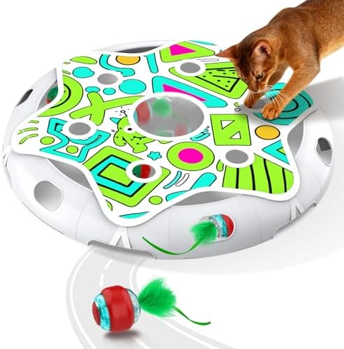 Oxawo Cat Toys Interactive Maze Game Mouse Catching for Indoor Cats (White, Large)