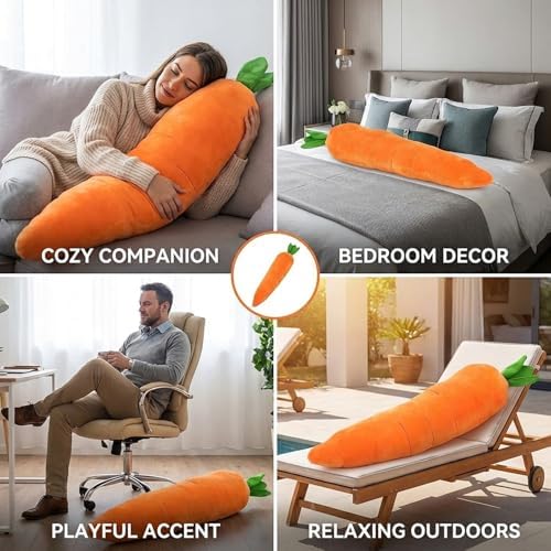 Carrot Dog Toy, Giant Carrot Dog Toy Plush, Large Carrot Toy for Dog, Indoor Entertainment and Anxiety Relief Companion, 29.5 Inches Carrot Garden Dog Toy
