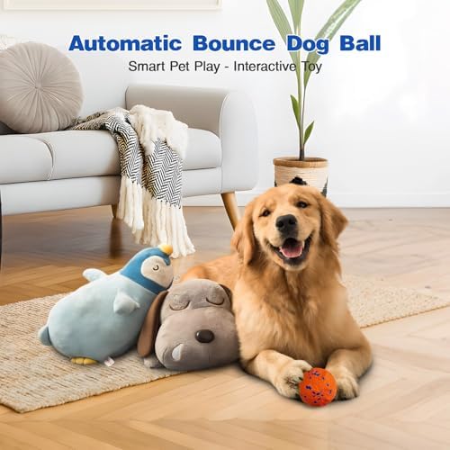 Smart Interactive Dog Ball, Interactive Dog Toys for Medium and Large Dogs to Keep Them Busy, E-TPU Material, IP54 Waterproof, Automatic Moving, Bouncing, Vibrating and Rotating Pet Balls for Boredom
