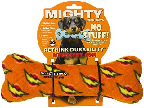 MIGHTY Tuffy 2 Pack Bone Dog Toy: Ultra Durable Plush Toy with Multiple Layers & Reinforced Seams, Washable and Floats, Vinyl Bone & Fleece