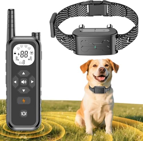 Wireless Dog Fence, Electric Fence for Dogs,Training Collar with Remote Control 3800FT Range, Portable Dog Perimeter Collar with 3 Training Mode Flash Light & Waterproof Upgrade Black 1 Pack
