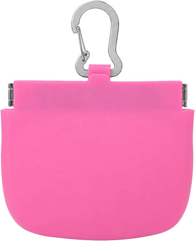 Silicone Dog Treat Pouch for Pet Training One-Hand Access One Cup Silicone Treat Bag with Pull Tab and Auto Closing Lid Treat Pouches for Leash(Color: Pink)