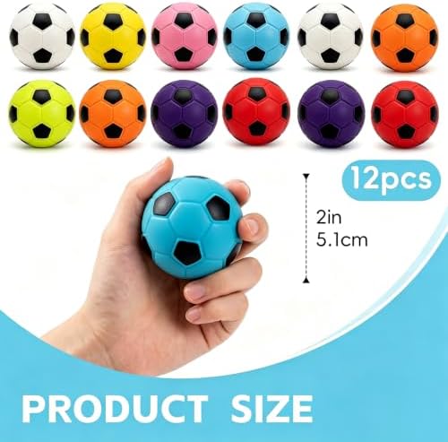 12 Pack 2 Inch Squeaky Dog Soccer Ball Toys, Soft Latex for Small Dogs