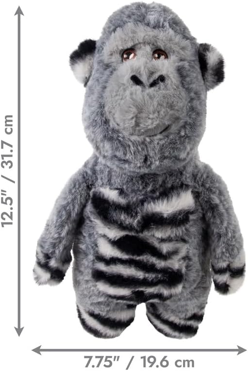 KONG Jungle Jamz Plush Dog Toys – Squeaky, Crinkly, and Rattling Durable Toys for Dogs – Safari Animal Collection (Gorilla)