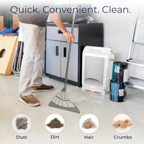 EyeVac Pro & Squeegee Broom Bundle - Touchless Vacuum Automatic Dustpan with Multisurface Broom - Great for Pet Hair, Dirt & Debris, Corded Bagless Canister Vacuum, 1400 Watt (White)