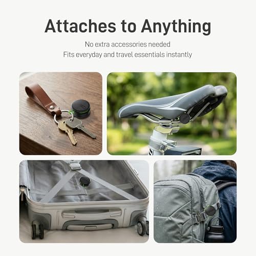 Epicka Tracker Tags with Adjustable Strap, 2-Year Battery, 4 Pack, Black | Works with Apple Find My (iOS Only), IP67 Waterproof, NFC-Enabled Item Finder for Keys, Luggage, Bikes, and Pets