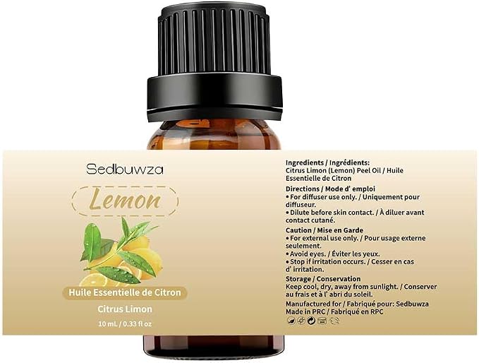 Sedbuwza Lemon Orange Essential Oil Set, Lemon Fragrance Oil Orange Scent Oil Set for Diffuser, Aromatherapy, Massage, Soap, Candle Making 2 x 10 ml
