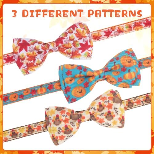 KOOLTAIL Cat Collar with Bow Tie and Bell - 3 Pack Cute Cat Collars Breakaway,Adjustable Kitten Collar with Safety Buckle for Girl Boy Kitty Holiday