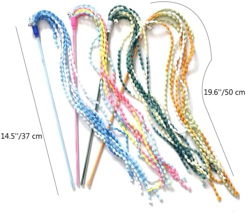 Cat Wand Toy 4 PCS Vibrant Plush Srtip Teaser Wands Interactive Cat Toy