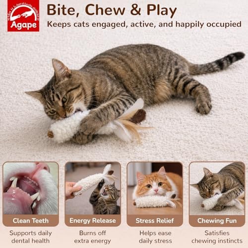 Agape Wool Cat Toys with Catnip & Silvervine Gall Fruit, Soft Plush Toys