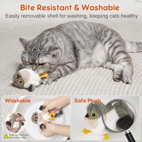 Sundix Cat Toys Flapping Bird, Lifelike Chirp Tweet, Rechargeable Touch Activated Kitten Toy Interactive Cat Exercise Toys for All Breeds Cat Kicker Catnip Toys
