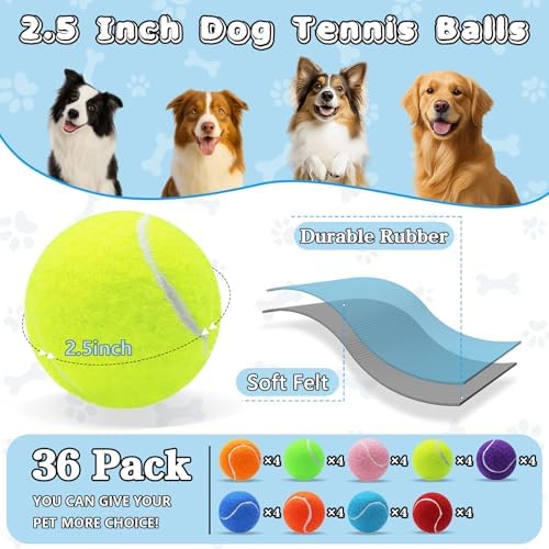 Magicorange Tennis Balls for Dogs,Colorful Easy Catching Dog Balls,36 Pack