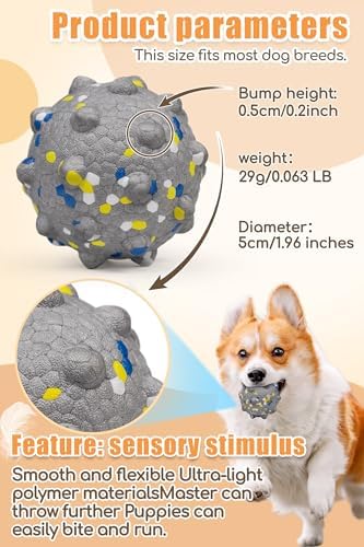 Moonorange 1.96'' Dog Balls for Dogs Aggressive Chewers Indestructible Tennis Durable Bouncy Interactive Dog Toy Balls for Fetch Game Floating Training(Grey Small)