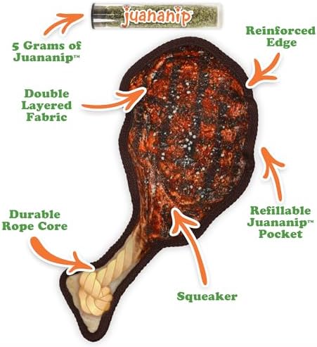 Doggijuana Tuffer Chewer Dog Toy, Tomahawk Steak | Plush, Squeaky