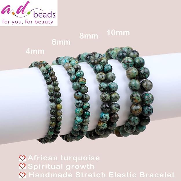 AD Beads Handmade Gemstone Stretch Elastic Bracelet Crystal Healing Reiki Nature's Beauty and Spiritual Essence Unisex