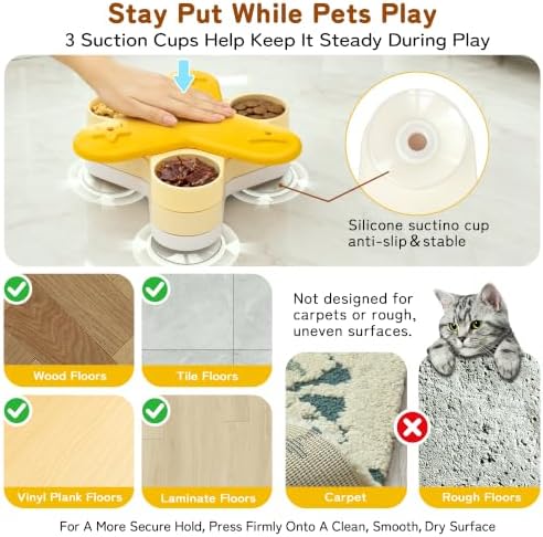NORMON Dog Slow Feeder, 4-Layer Rotating Treat Puzzle with 3 Suction Cups