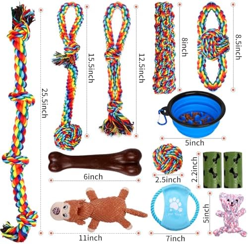 13PCS Large Dog Toys for Aggressive Chewers, Teeth Cleaning Chew Rope Toys