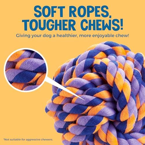 SunGrow Cotton Knot Puppy Chews, 4.5" Tough Teething Chewable Teddy Bear, 2.5" Ball, 12" Durable Oral Chew Rope, Handwoven for Small Breeds Dog, Massage Teeth, Gums, Random Color, 3 Pcs