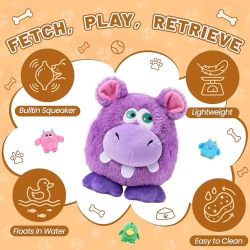 Junkin 4 Pack Dog Squeaky Toys, Plush Stuffed Dogs Toy, Cute Style