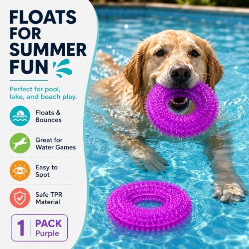 Squeaky Dog Toys for Aggressive Chewers, Floating Donut Ring for Large Dogs