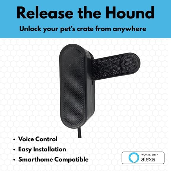Release the Hound! Smart Dog Crate Opener for Dogs - Let Your Dog Out Automatically with Alexa, Google Home & App Control | Remote Pet Crate Door Release (Smart Plug Included)