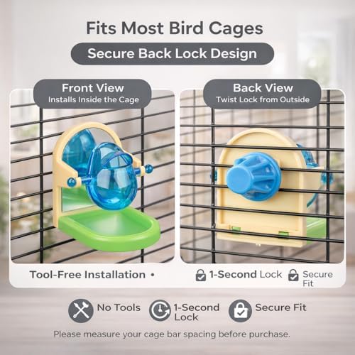 Small Pet Intelligence Growth Rotating Foraging Toy with Mirror for Birds,Budgies,Parakeets, Rats & Hamsters Chew-Proof Cage Feeder Slow Release & Self-Discovery Fun(1pc Random Color)