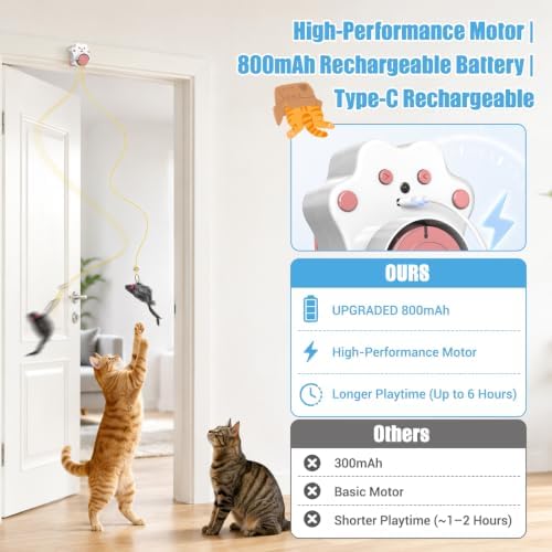 Interactive Cat Toys for Indoor Cats, Automatic Flying Bird & Mouse