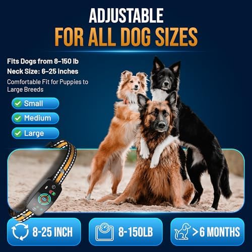 Barez Smart Bark Collar for Small, Medium & Large Dogs - Rechargeable Anti Barking Device with AI Detection, Beep, Vibration, Safe Shock, Waterproof, On Screen Safety Lock