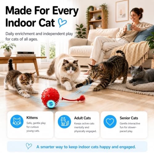 AWISH Cat Enrichment Toy, Interactive Rolling Ball for Indoor Cats