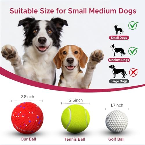 Dog Toys for Small Medium Dog to Keep Them Busy, Smart Interactive Dog Toys, Automatic Moving Bouncy Dog Balls 3-Modes with Lights, Motion Activated Rolling Dog Balls, Mental Stimulation, E-TPU Red