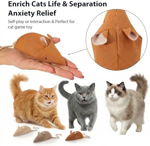Big Mouse Cat Toys with Catnip, 6 Pcs Large 5inch Size Mice for Indoor Cats