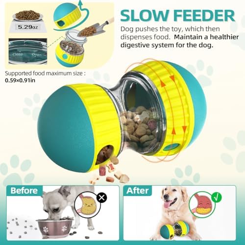 Mankoda Interactive Dog Puzzle Toy, Rolling Treat Dispenser Slow Feeder