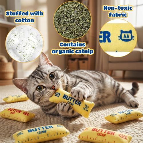 4Pcs Butter Catnip Crinkle Paper Sound Toys for Cat, Catmint Cat Toy Gift