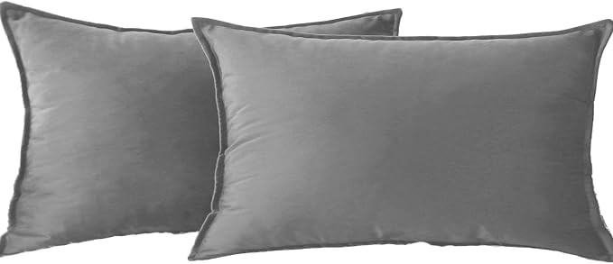JIAHANNHA Velvet Grey Throw Pillow Covers 12”x20”Pack of 2 Soft Decorative | Square Cushion Covers for Couch Sofa Bed Livingroom Car Home Decor,30x50Cm