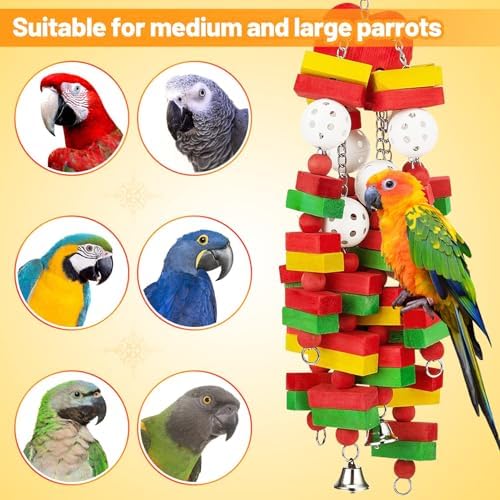GPY Bird Toys for Parakeets, 22in Multi-Color Large Bird Toys for Parrots