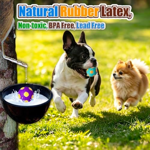 HOLYSTEED 2" Latex Squeaky Dog Toys for Small Dogs, Mini Breed, Soccer Ball