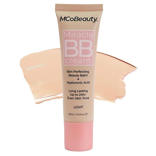 MCoBeauty - Miracle BB Cream - Primes and Tints - Everyday Skin Tone Balancing Face - Contains Hyaluronic Acid and Glycerin - Cream Light Shade