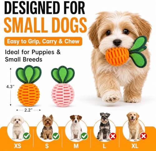 2 Pack Treat Dispensing Dog Ball Toys, Squeaky Puppy Chew Toys for Teething