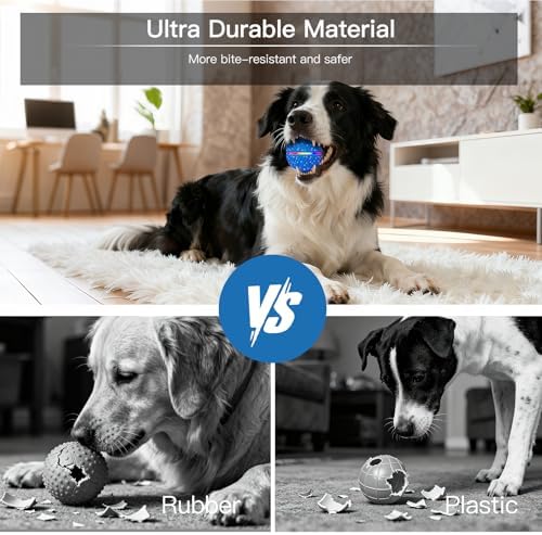 Interactive Dog Ball Toy, Automatic Moving & Rolling Dog Toy with 3 Modes, Self Rolling & Bouncing Ball to Keep Them Busy, for S/M Dogs, USB Rechargeable, E-TPU Pet Toy for Indoor & Outdoor Dogs