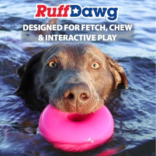 Ruff Dawg Dawg-Nut Medium 3.5” Yellow – Heavy-Duty Solid Rubber Donut Dog Chew Toy for Dogs Under 40 lbs – Floats & Bounces – Made in USA
