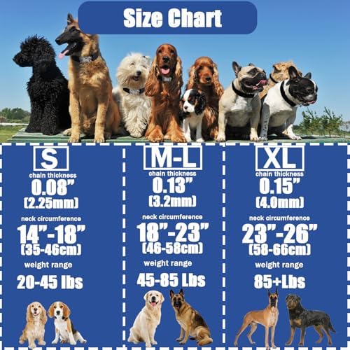 Prong Training Collar for Dogs, Rotating Ring Welding, Adjustable Dog Training Pinch Collar with Quick Release Buckle, for Small Medium Large Dogs
